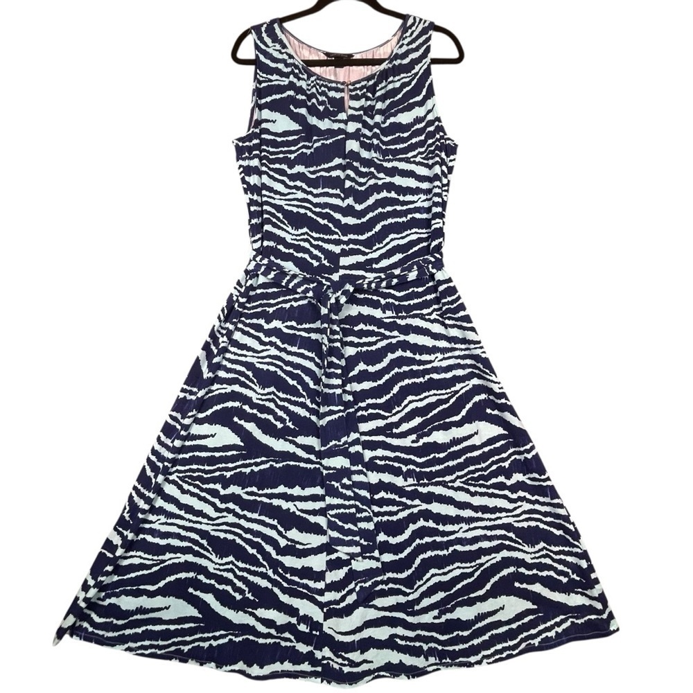Lands End Tiger Print Resort Cruise Vacation Beach Casual Midi Sundress - Sz L